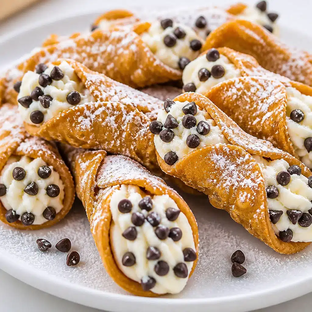 Peach Cannoli Cream Cups: A Sweet Summer Delight! 5 Peach Cannoli Cream Cups topped with powdered sugar and fresh peaches
