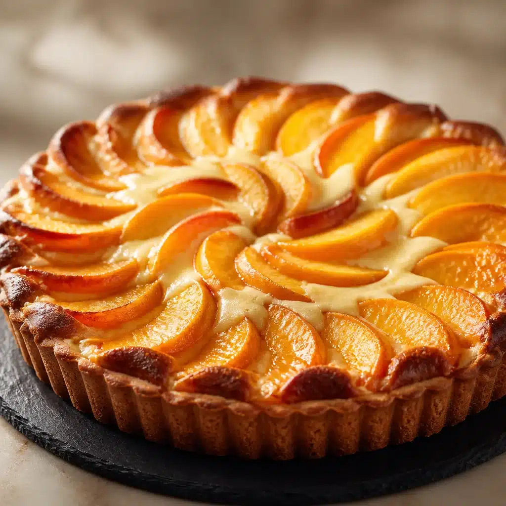 Peach Ricotta Custard Tart with fresh peaches and creamy ricotta filling
