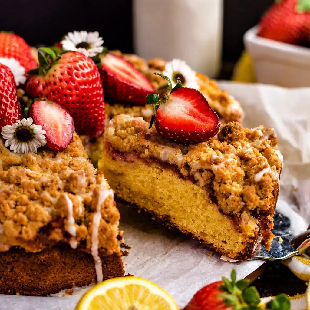 Delicious Pistachio Ricotta Crumb Cake with a moist texture and nutty flavor.