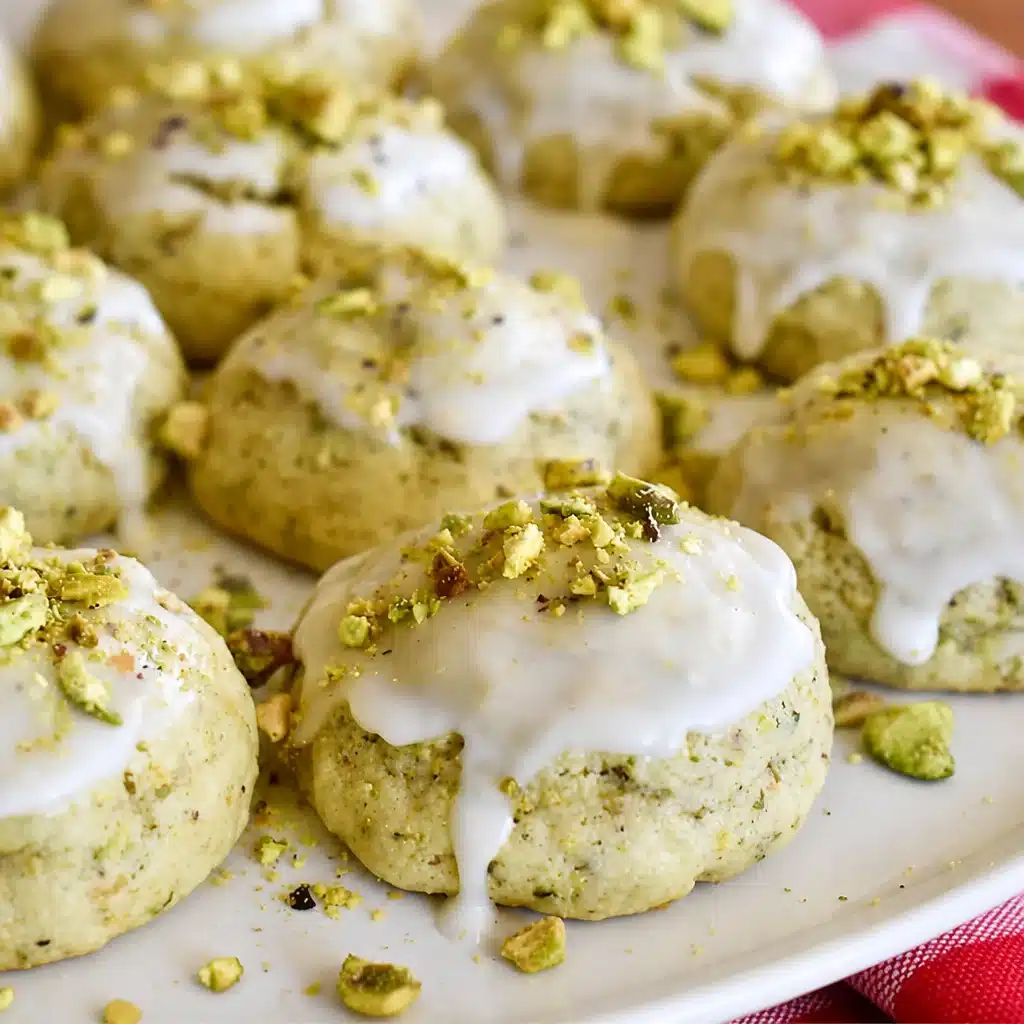 Sweet and Chewy Honey Pistachio Ricotta Cookies to Savor! 5 Honey Pistachio Ricotta Cookies displayed on a decorative plate
