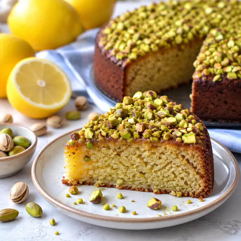 Lemon Pistachio Almond Cake: A Delightful Slice of Sunshine 6 Delicious Lemon Pistachio Almond Cake with ground almonds and pistachios, topped with lemon glaze.