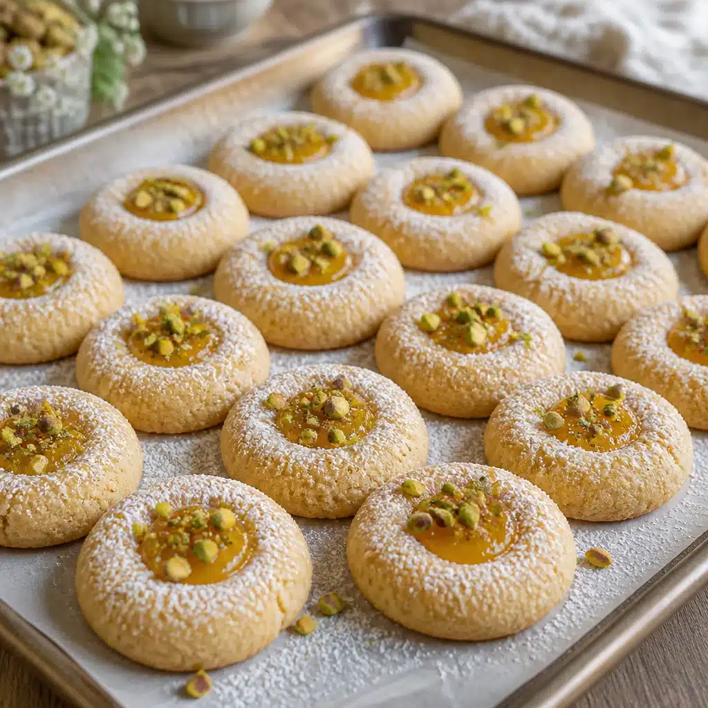 Pistachio Ricotta Thumbprint Cookies