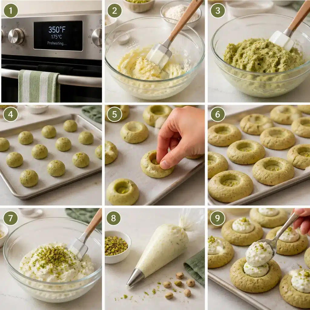 Pistachio Ricotta Thumbprint Cookies