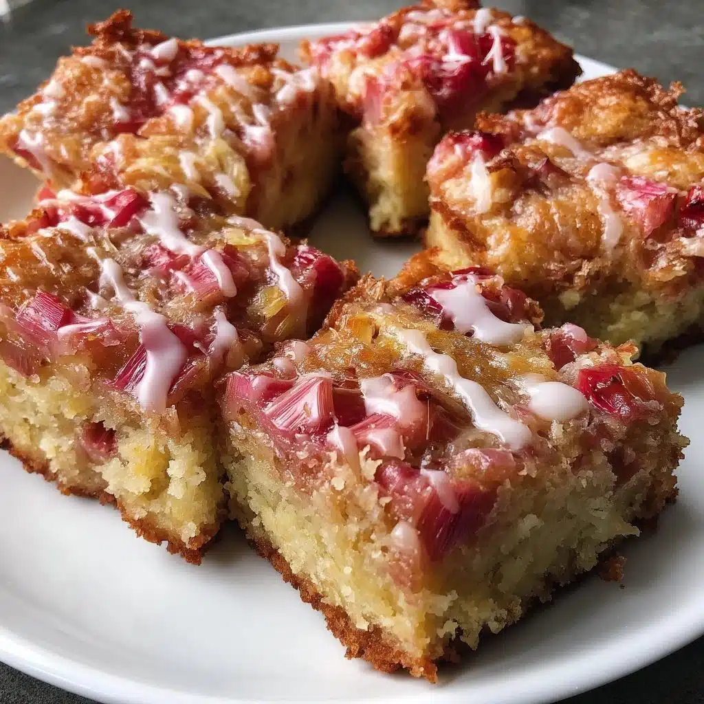 Easy Rhubarb Dessert Squares with Vanilla Glaze