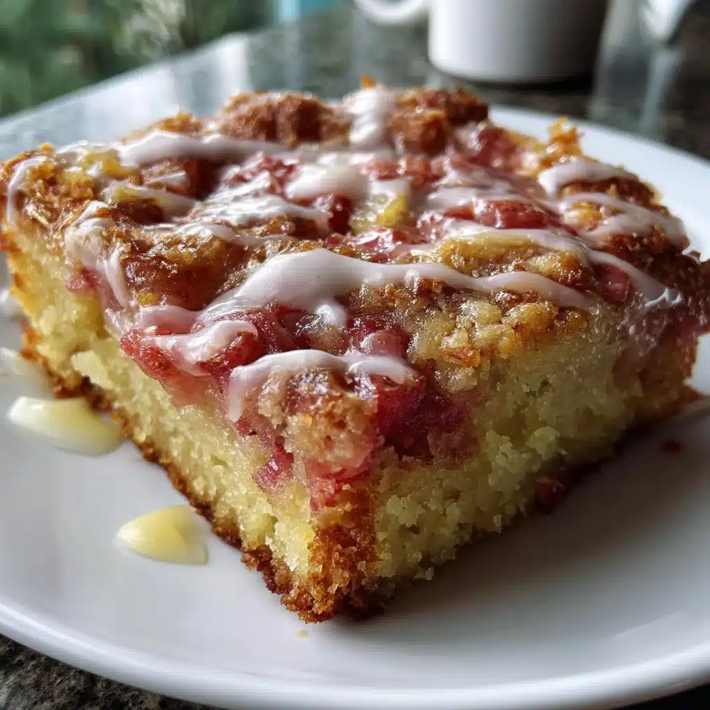 Easy Rhubarb Dessert Squares with Vanilla Glaze