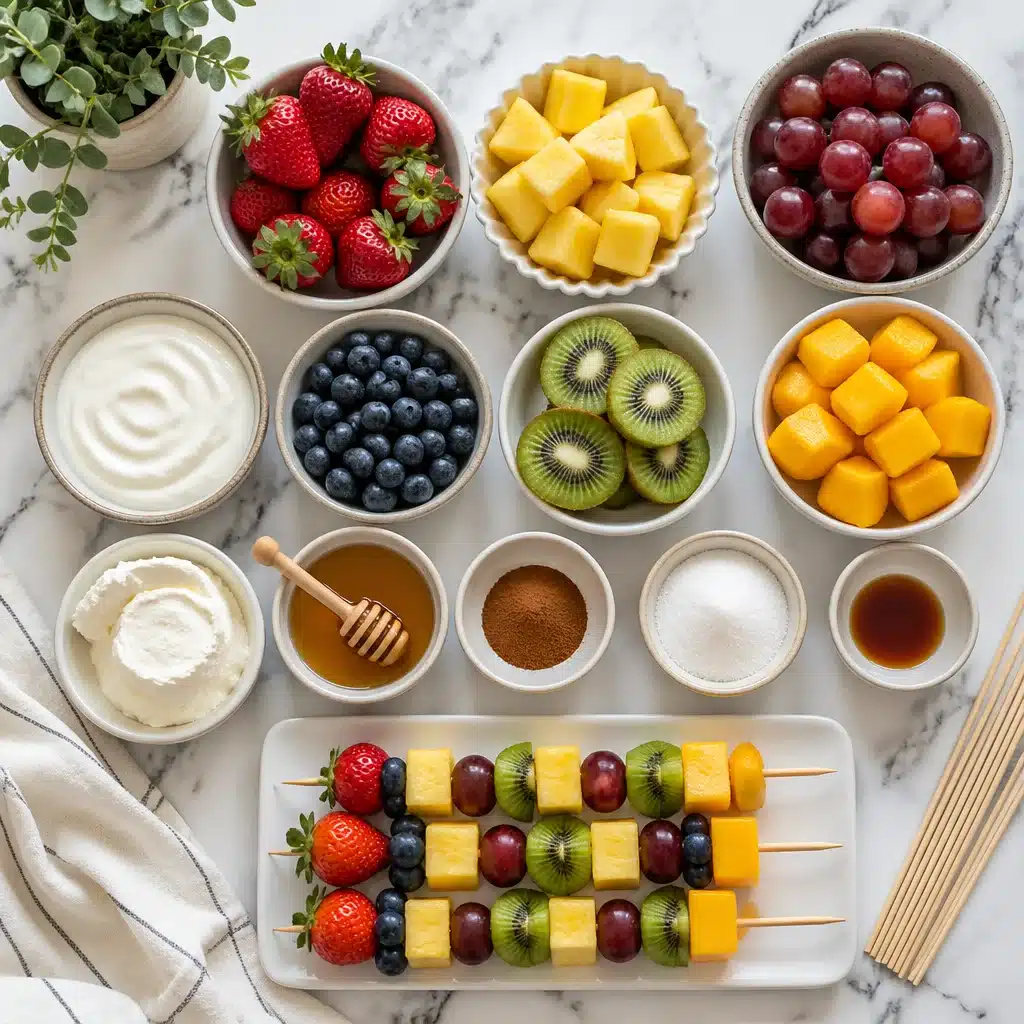 Fresh Fruit Skewers with Cinnamon Sugar Dip (Picnic-Ready)