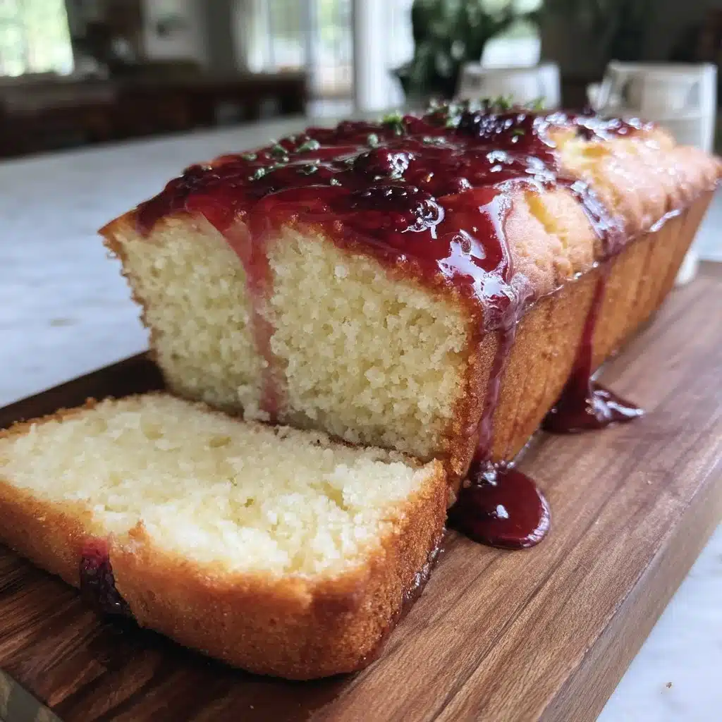 Lemon Olive Oil Loaf with Blackberry Glaze