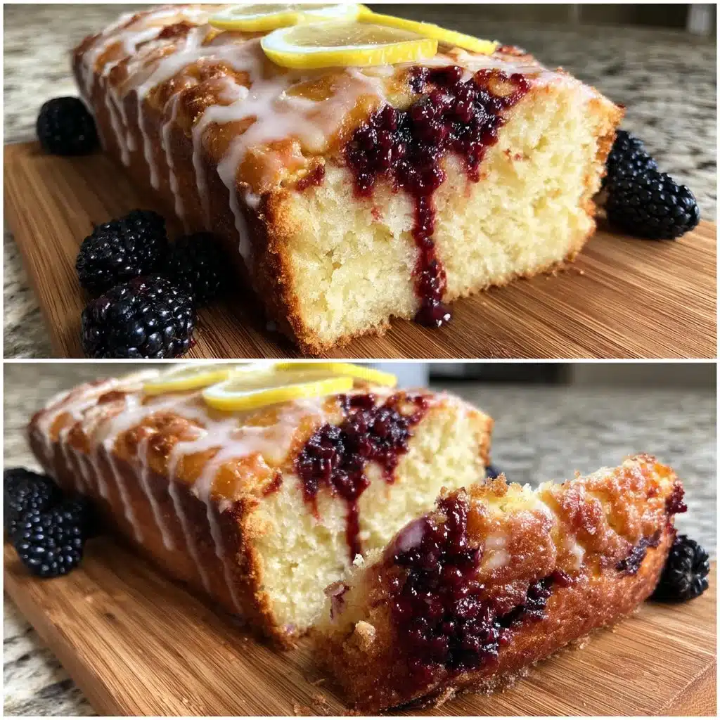 Lemon Olive Oil Loaf with Blackberry Glaze