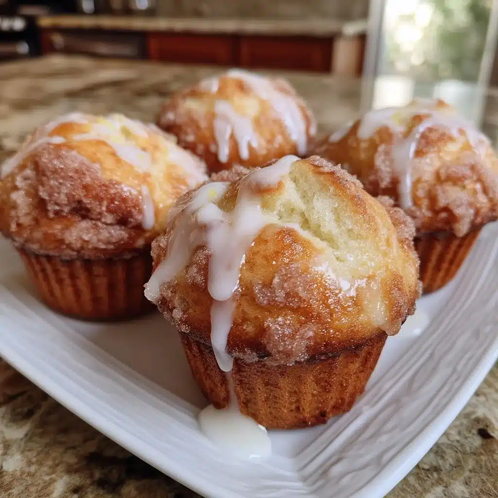 Lemon Sugar Donut Muffins with Vanilla Glaze