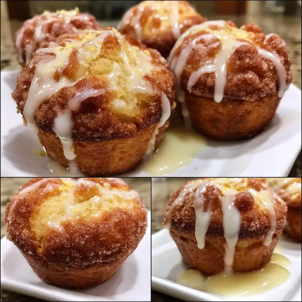 Lemon Sugar Donut Muffins with Vanilla Glaze
