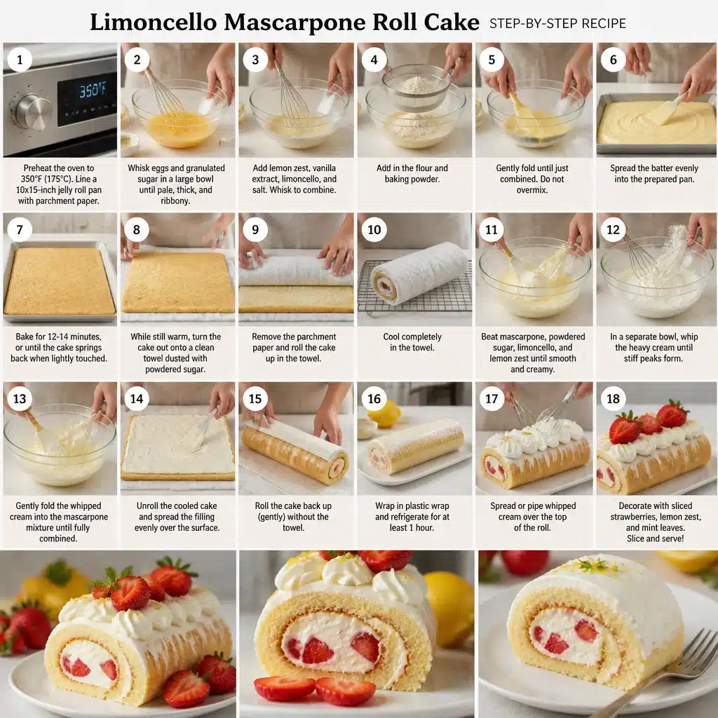 Limoncello Mascarpone Roll Cake - A Zesty Sweet Delight