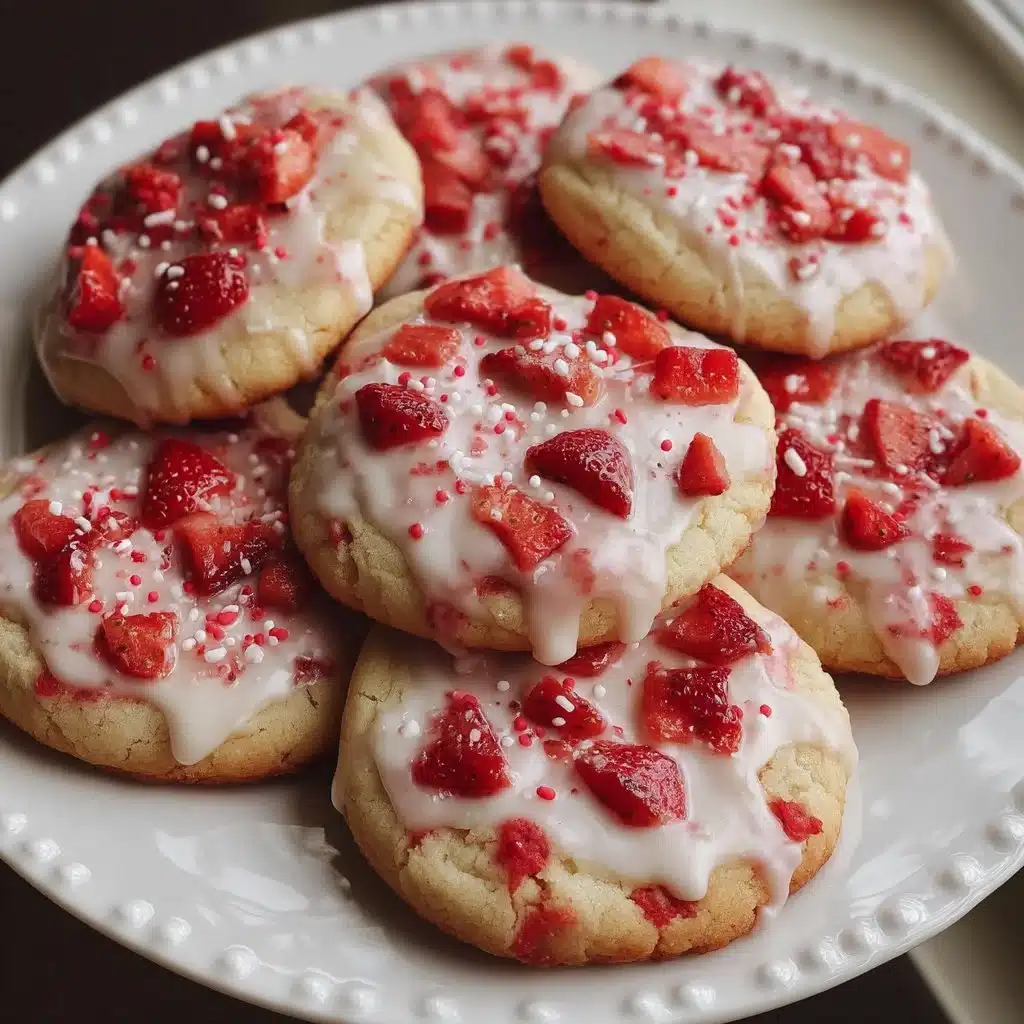 Mother’s Day Strawberry Sugar Cookies with Vanilla Glaze