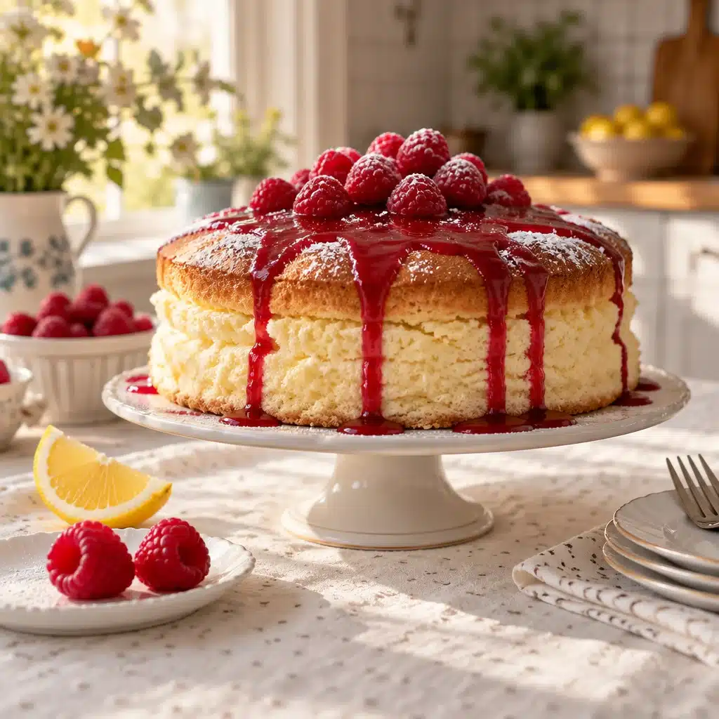 Raspberry Ricotta Souffle Cake