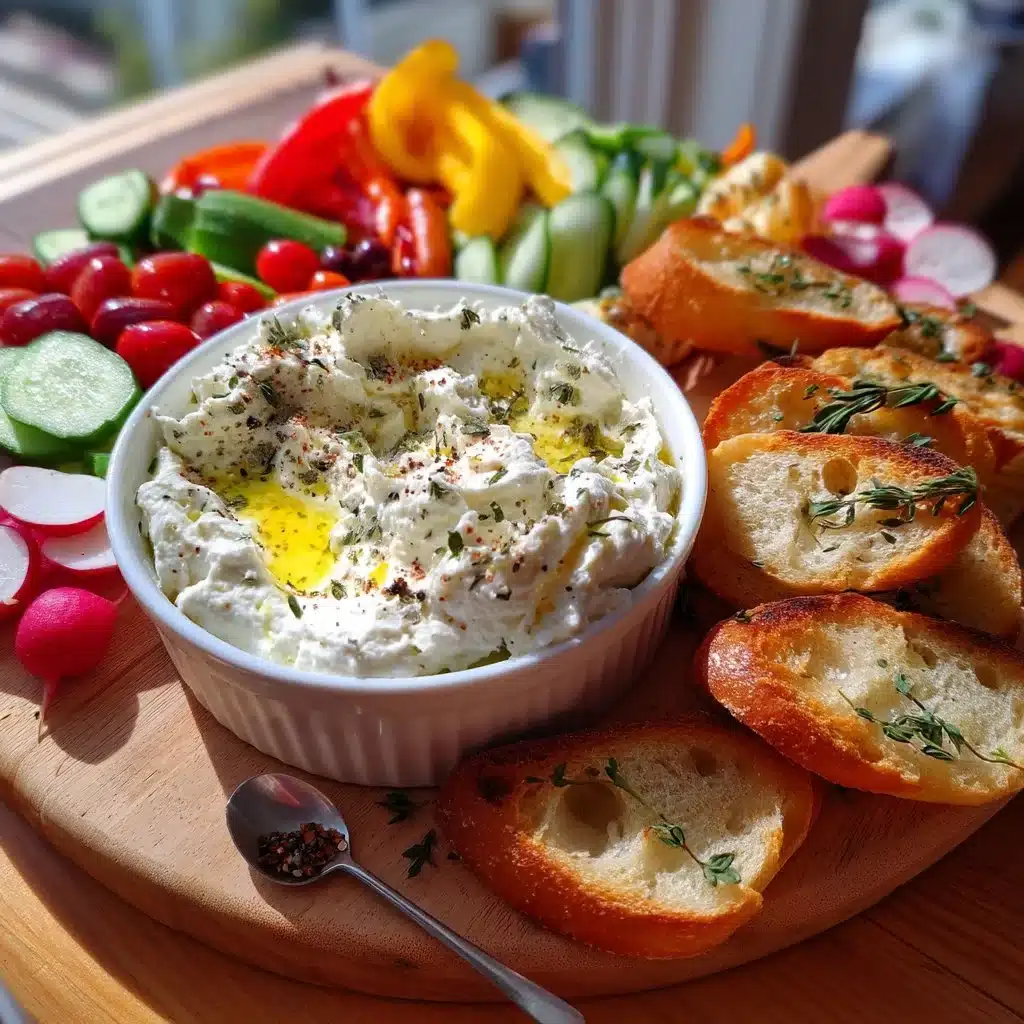 Savory Whipped Ricotta Board with Crostini and Veggies