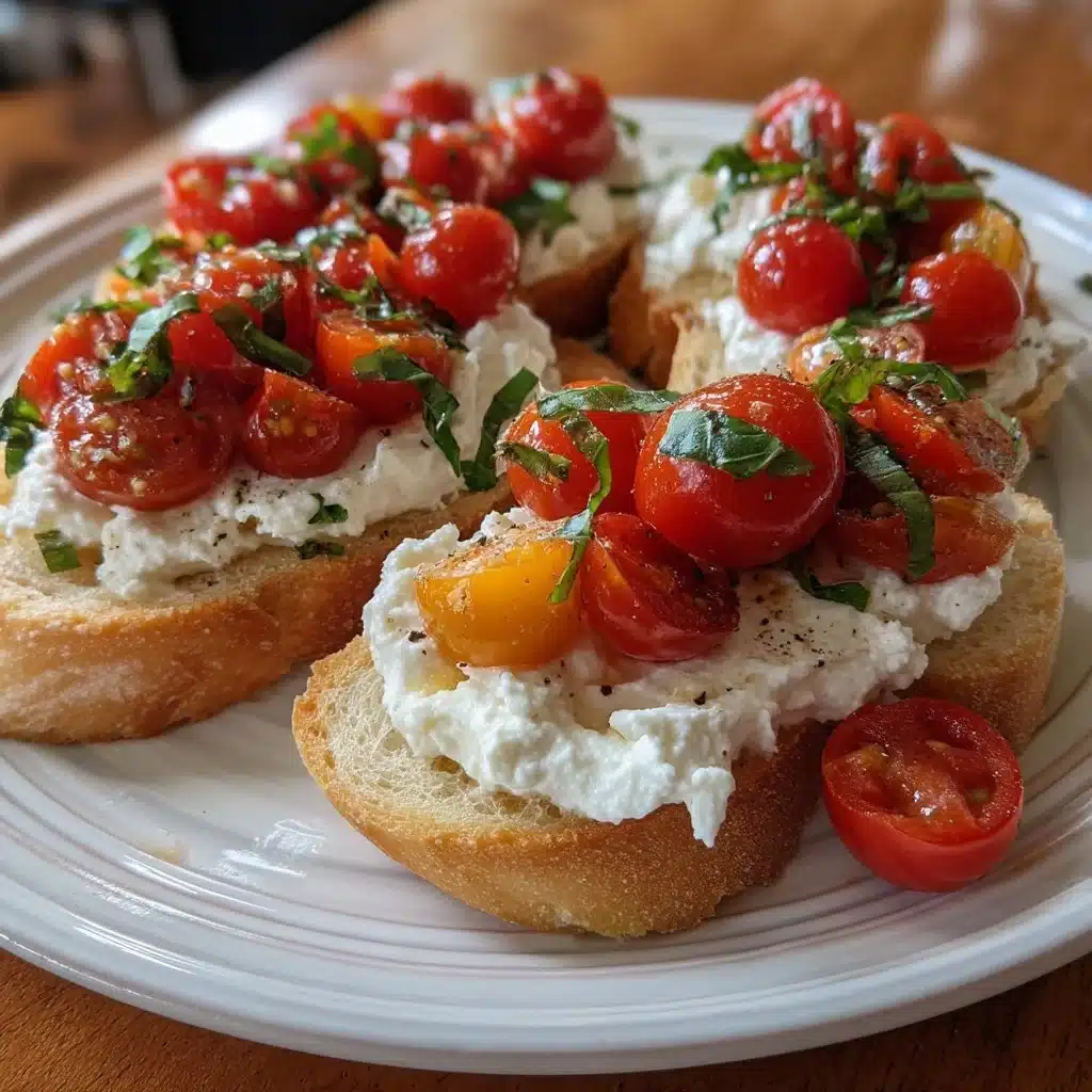 Savory Whipped Ricotta Crostini with Hot Honey Tomatoes