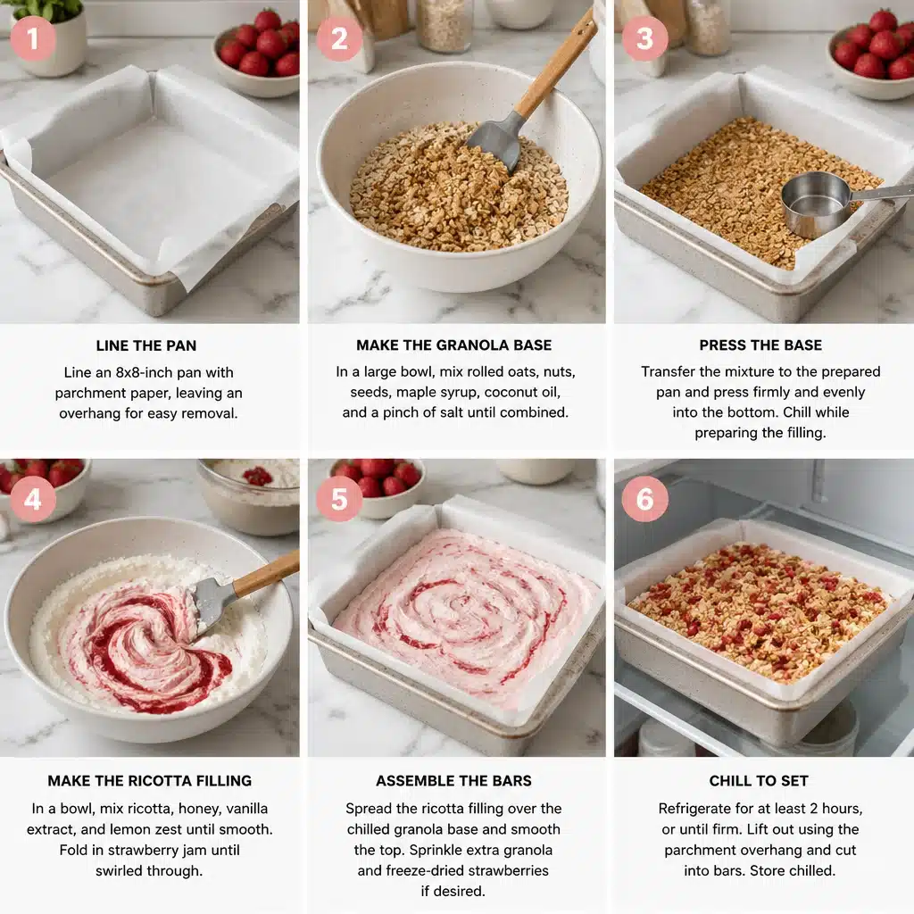 Strawberry Ricotta Granola Bars (Crunchy, Picnic-Ready)