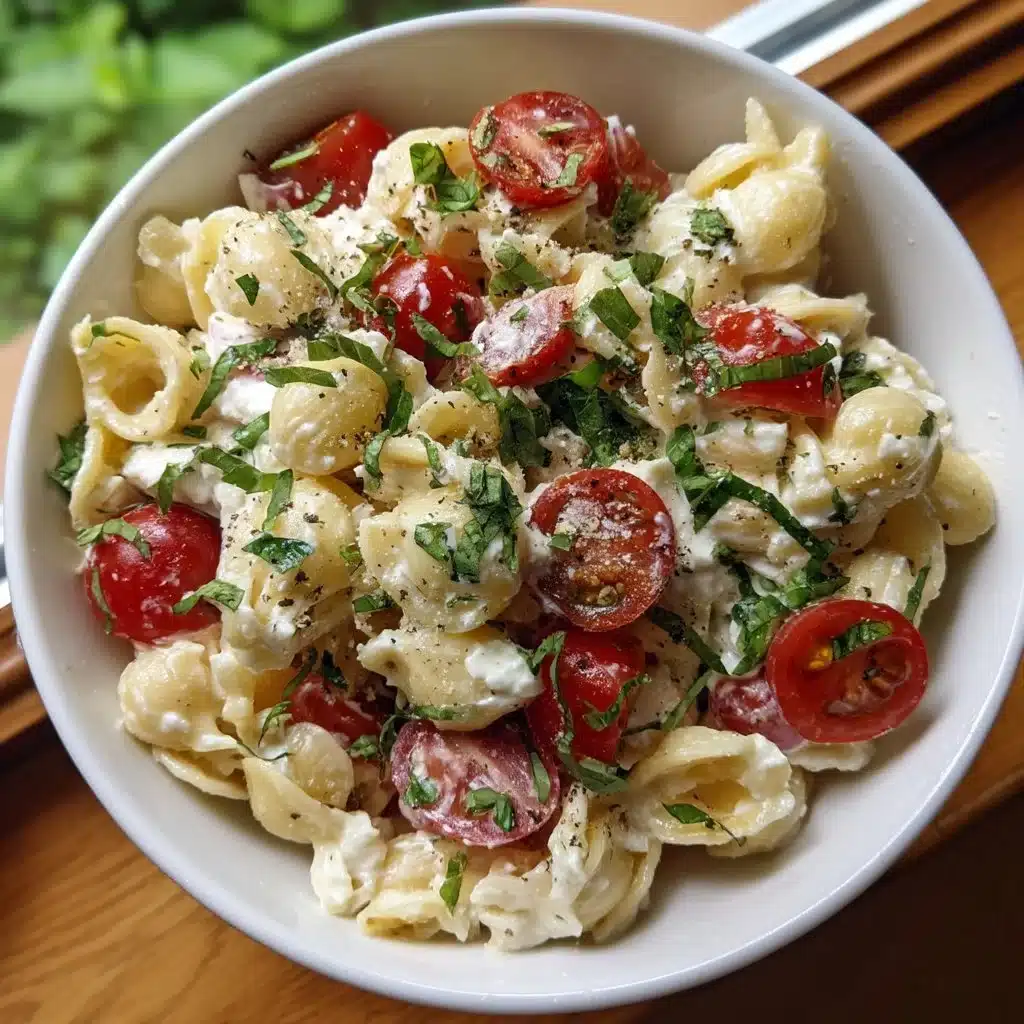 Summer Ricotta Pasta Salad with Basil and Tomatoes