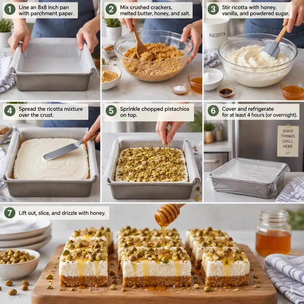 Sweet and Creamy No-Bake Honey Pistachio Ricotta Bars 9 Sweet and Creamy No-Bake Honey Pistachio Ricotta Bars