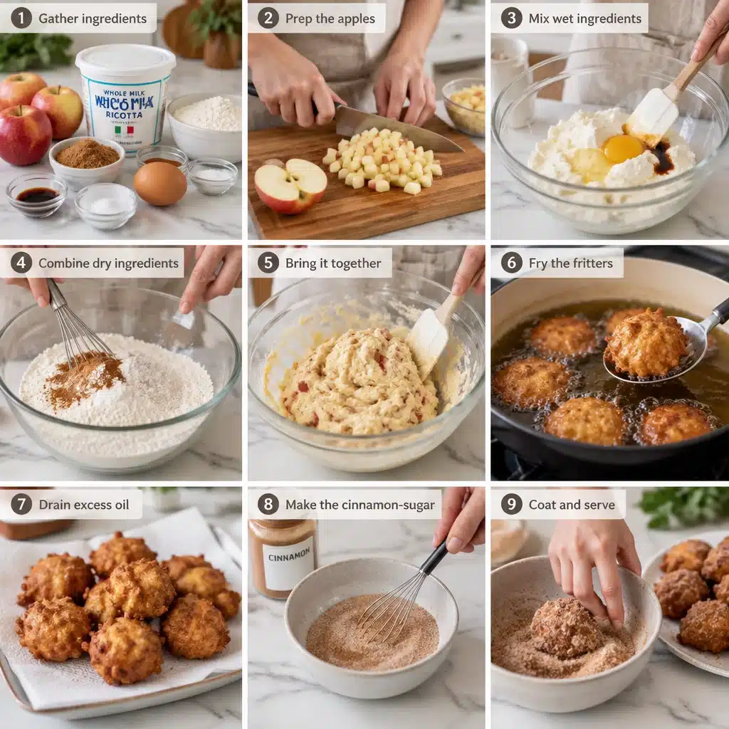 Warm and Cozy Cinnamon Apple Ricotta Fritters to Savor